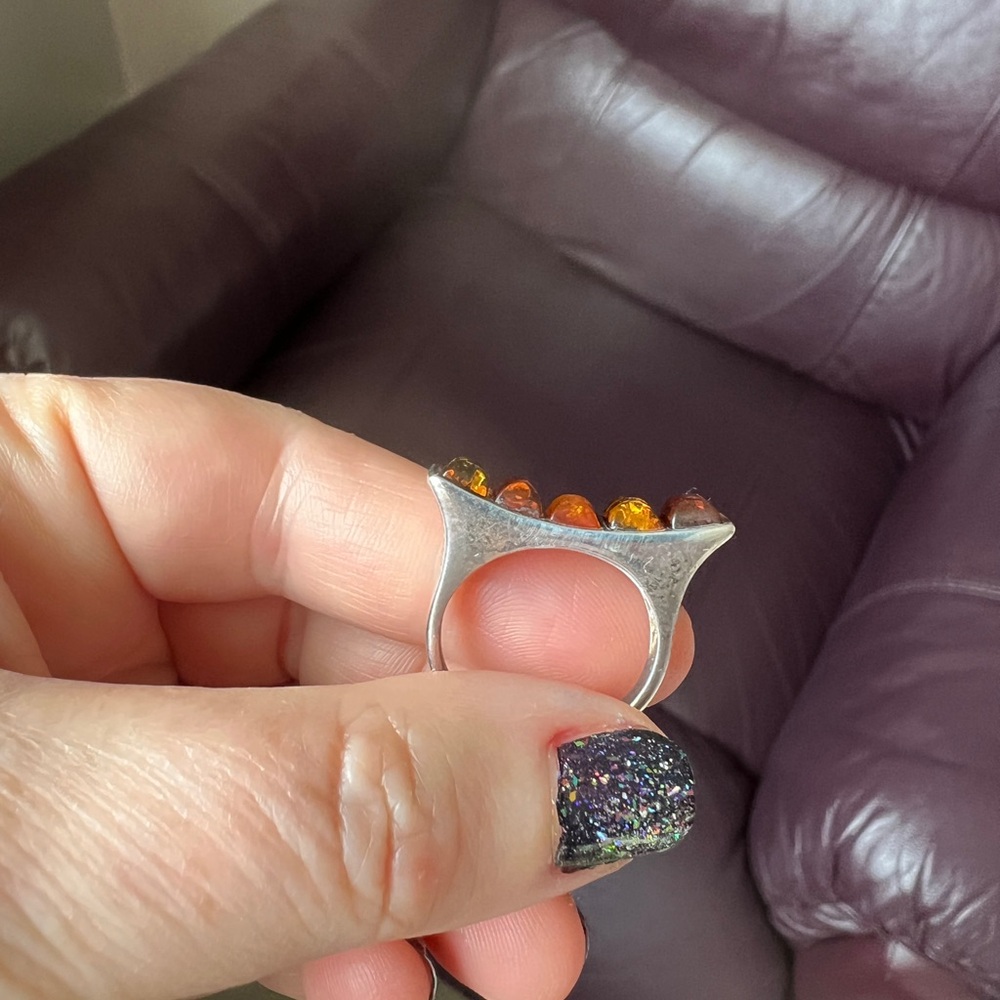 Multicolor Amber Ring - image 3